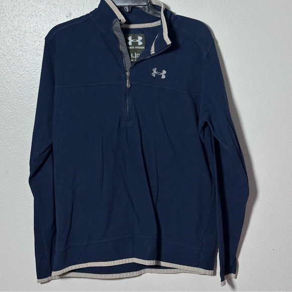 Under Armour Men Half Zip Sweater Navy Blue Size Large. - Picture 2 of 6